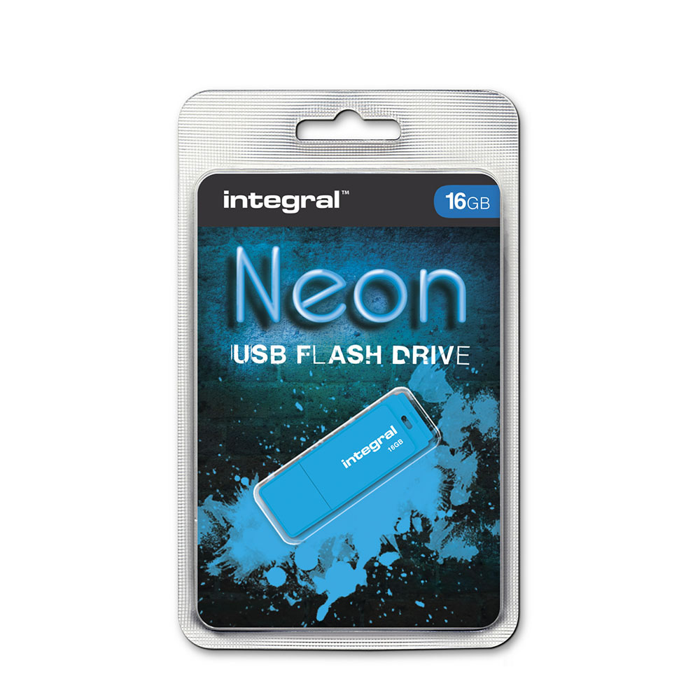 Integral 16GB Neon Blue USB 2.0 Flash Drive Image 3
