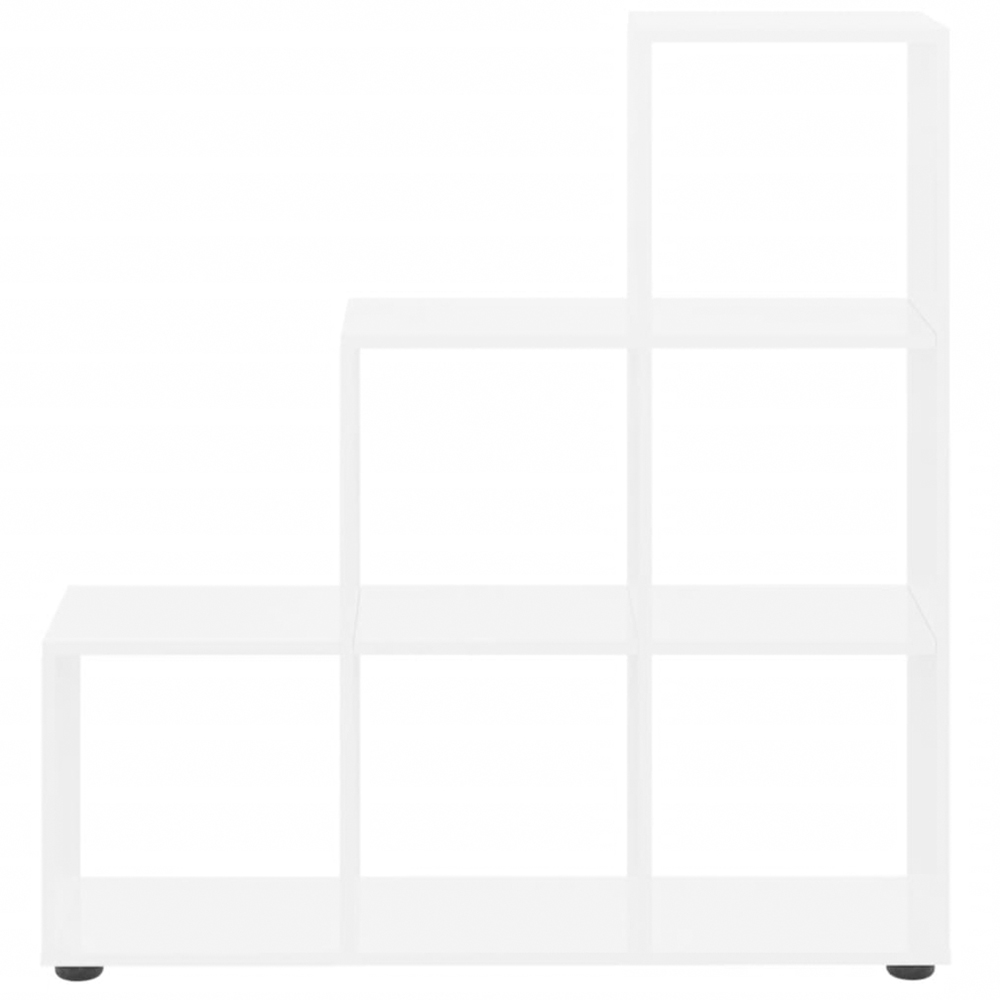 vidaXL 6 Shelf High Gloss White Staircase Bookcase Image 4