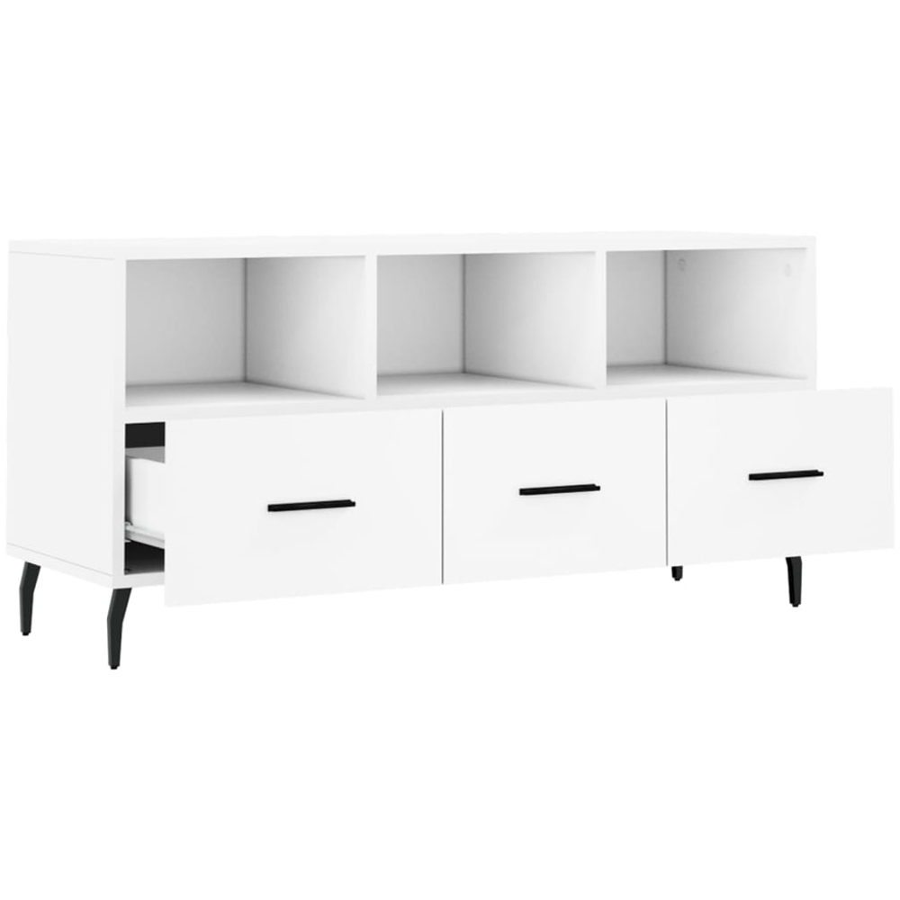 vidaXL 3 Drawer 3 Shelf White TV Cabinet Image 6