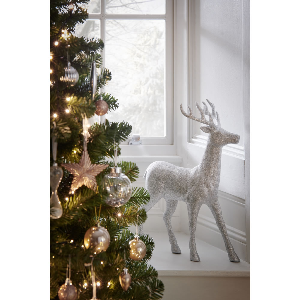 Wilko Giant Winter Wonder Standing Silver Stag Christmas Decoration Image 2
