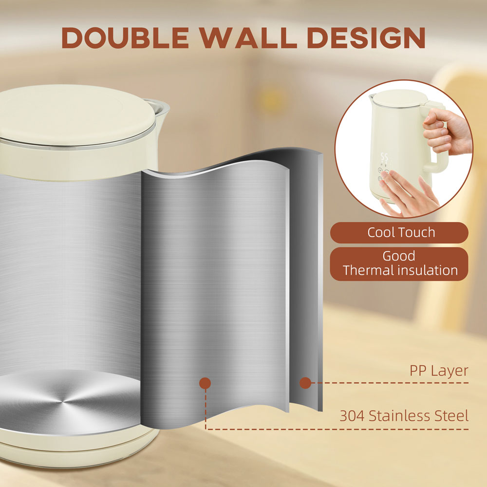 HOMCOM 800-211V70BG Beige 1.5L Fast Boil Electric Kettle 3000W and 2 Slice Toaster Set Image 7