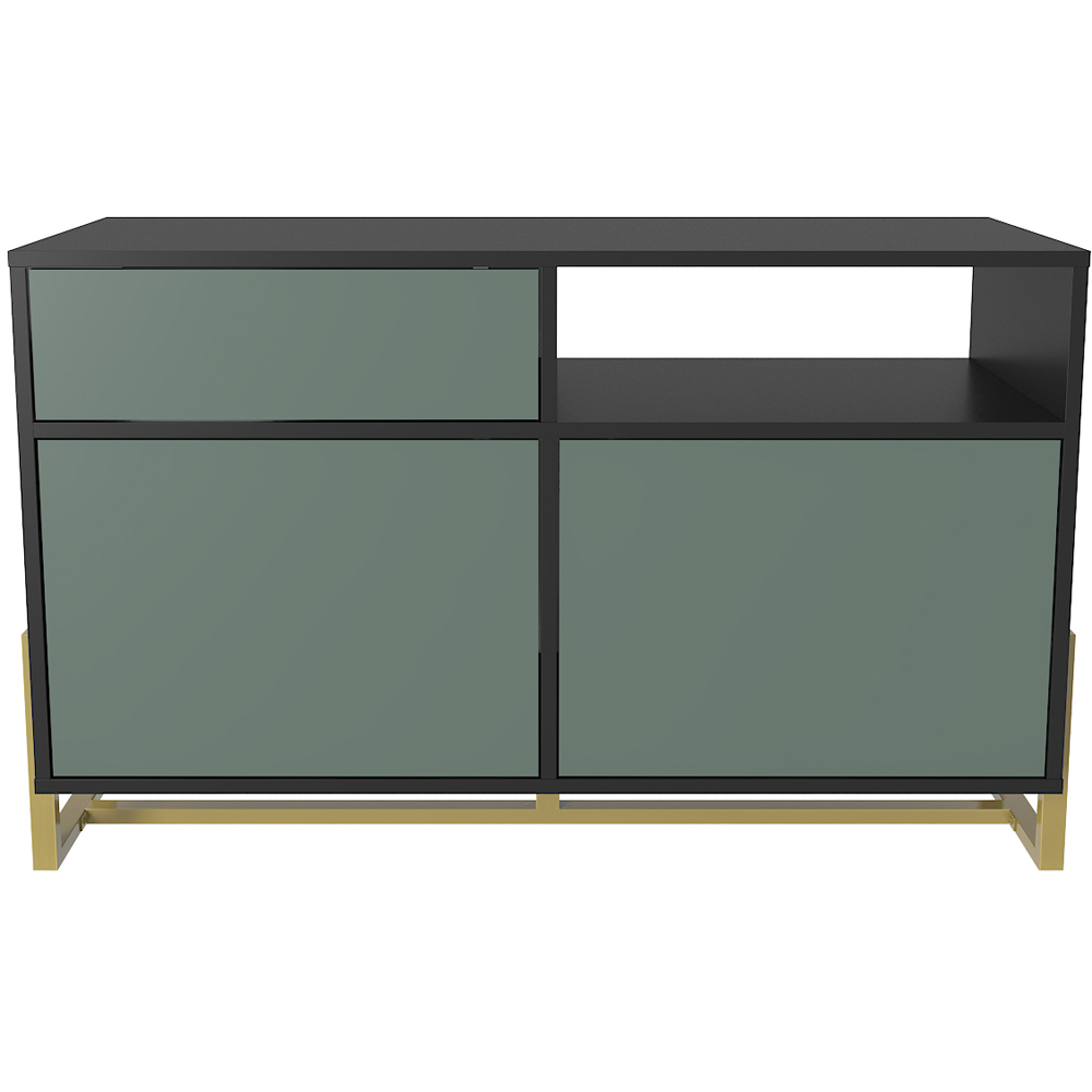 Decorotika Utopie 3 Door Singe Shelf Black and Green Modern Storage Cabinet Image 2
