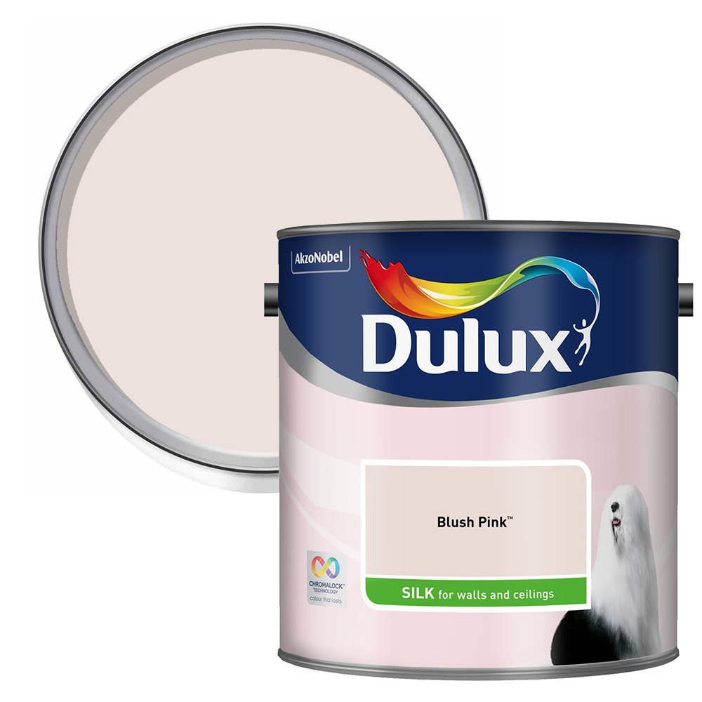Dulux Walls & Ceilings Blush Pink Silk Emulsion Paint 2.5L Image 1
