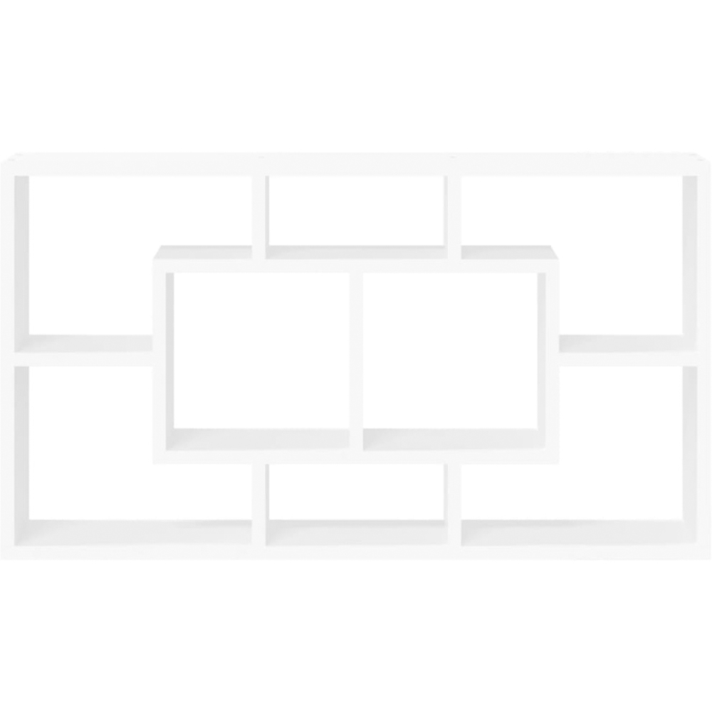 vidaXL 8 Shelf High Gloss White Floating Wall Shelf Image 3