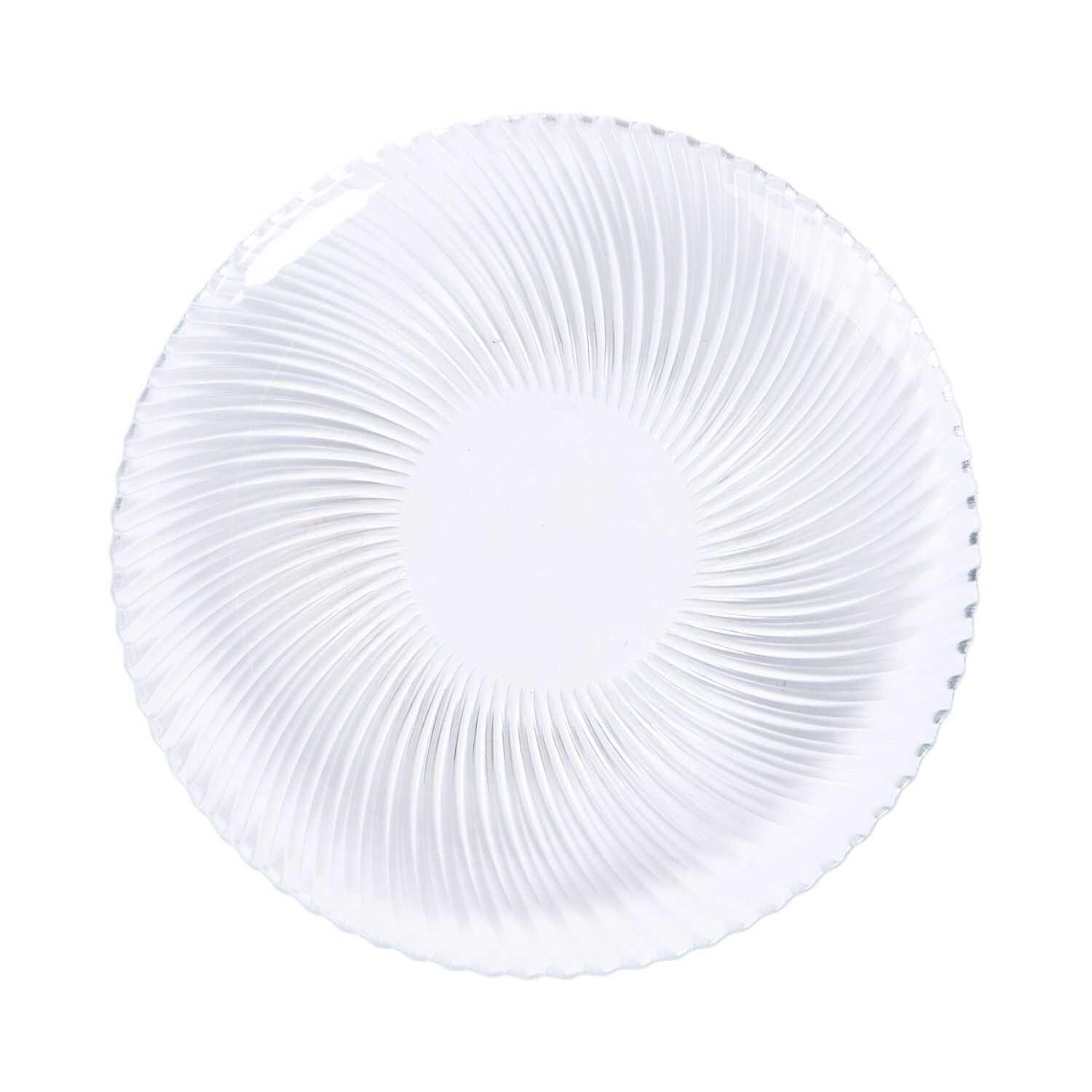 Large Ribbed Glass Plate Clear Image 2