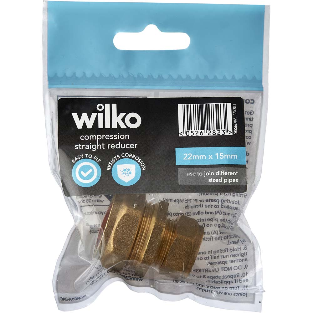 Wilko 22 x 15mm Compression Straight Reducer Image 4