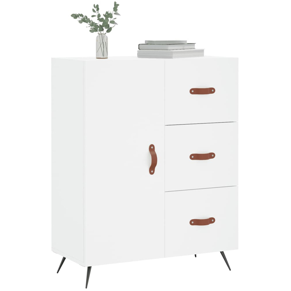 vidaXL Single Door 3 Drawer White Sideboard Image 3