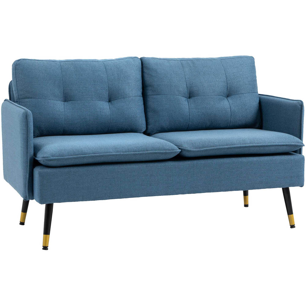 Portland 2 Seater Blue Button Tufted Sofa Image 2