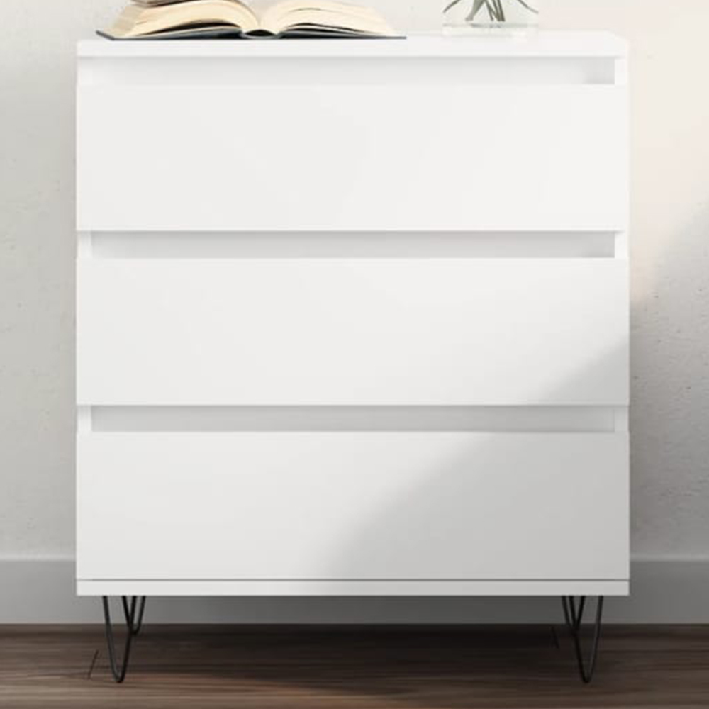vidaXL 3 Drawer White Sideboard Image 1