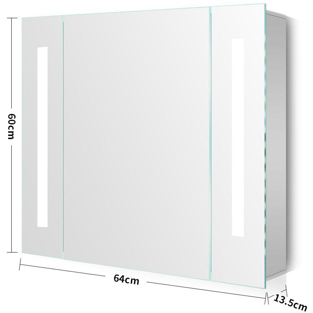 H&O Direct Modern Rectangular Wall Mounted LED Mirror Cabinet Image 5
