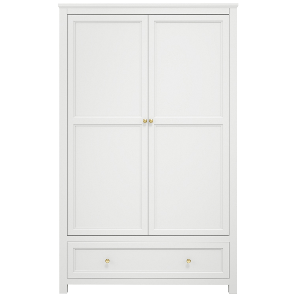 Ives 2 Door Single Drawer White Wardrobe Image 3