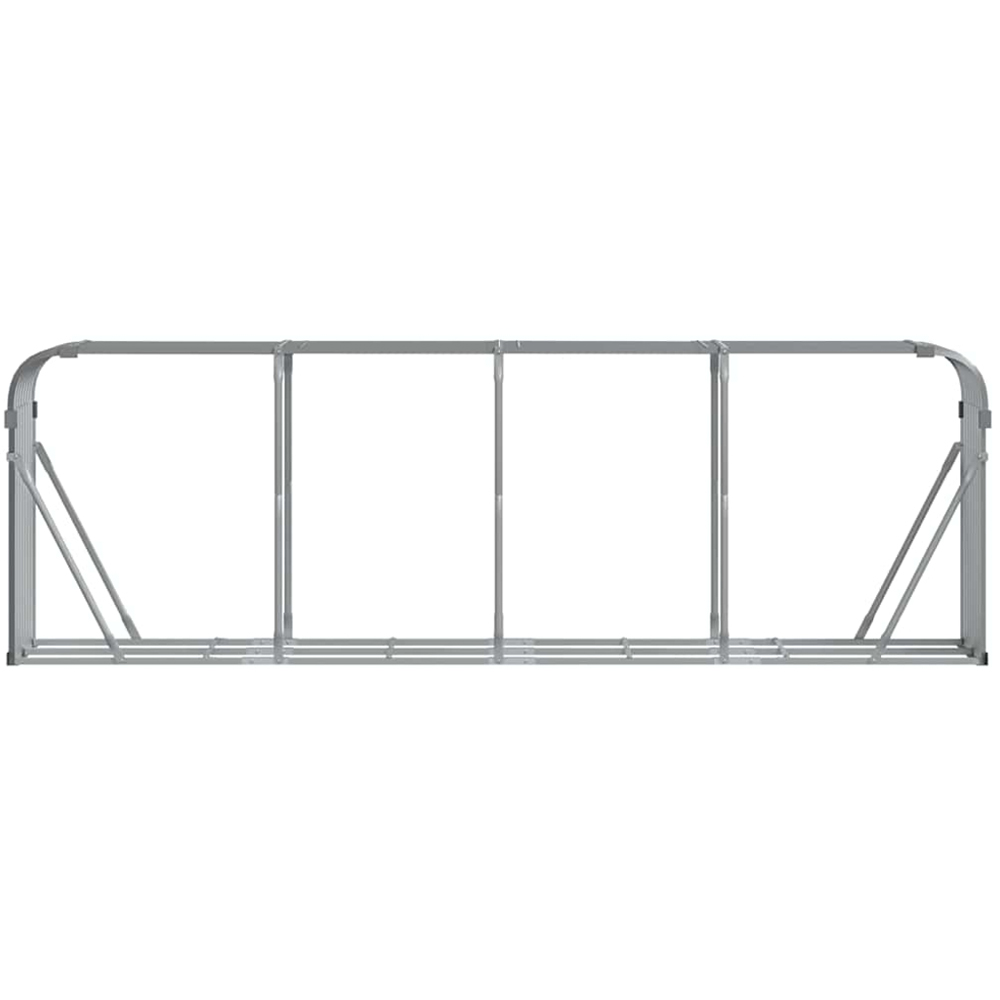 vidaXL Grey Galvanised Steel Firewood Log Holder 100 x 300 x 45cm Image 3