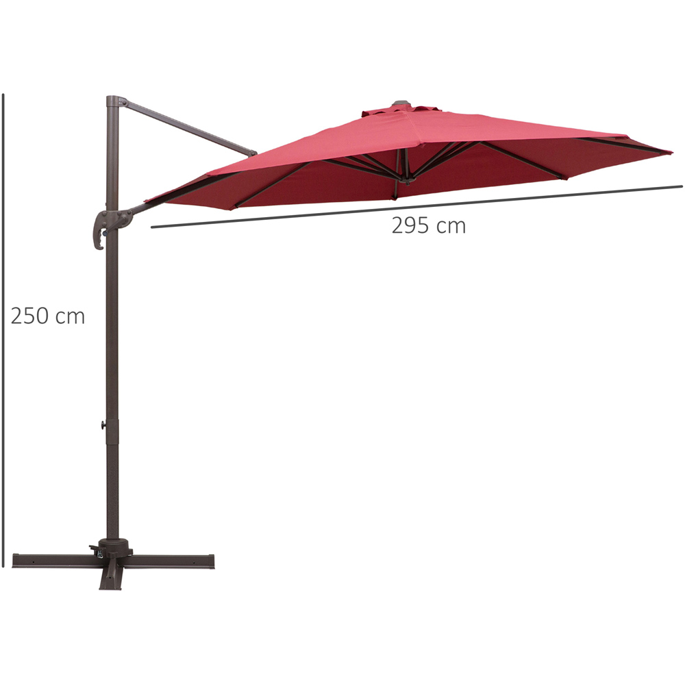 Outsunny Wine Red Cantilever Hanging Parasol with Cross Base 3m Image 7