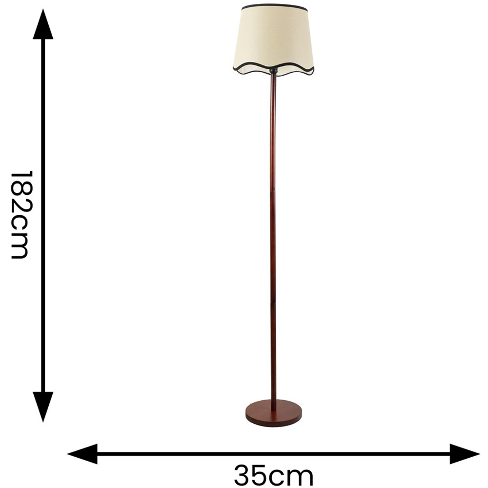 ValueLights Heather Scallop Black Trim Shade Dark Wood Stem LED Floor Lamp Image 4