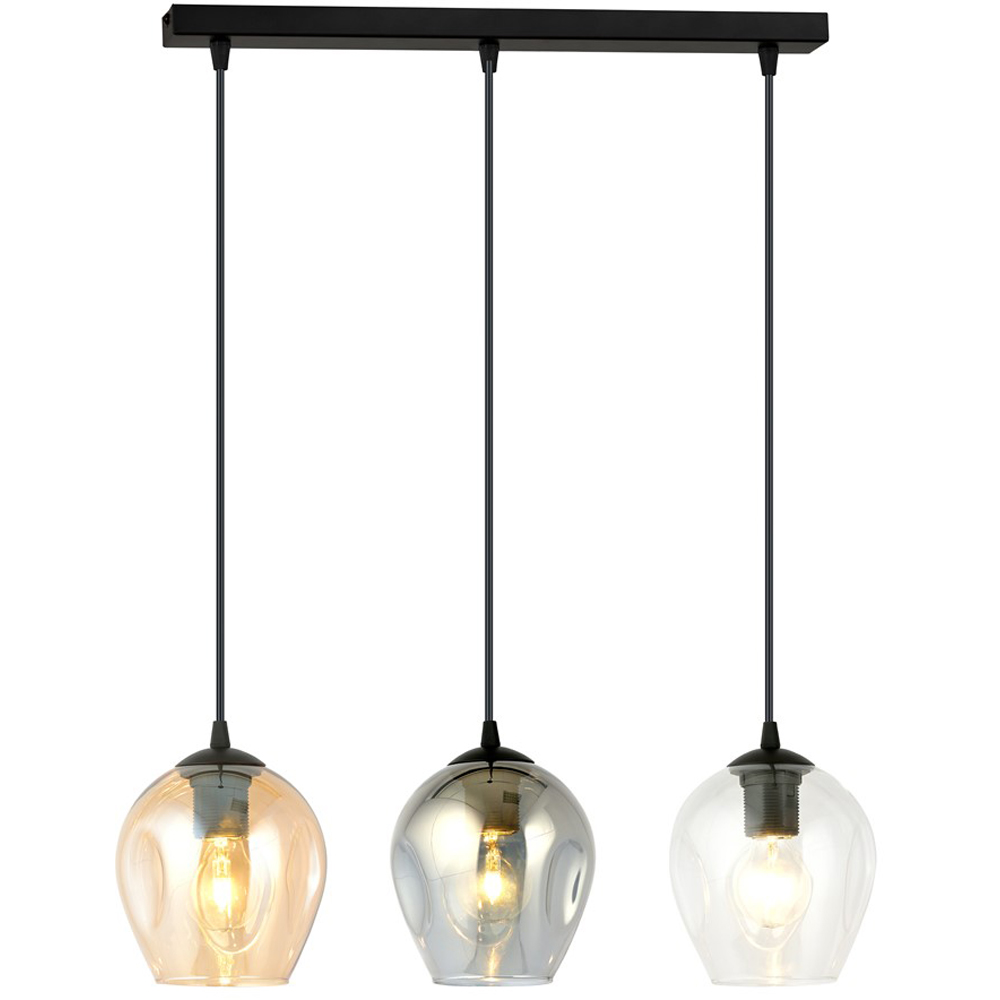 Emibig Istar 3 Light Transparent Graphite and Amber Shade Black E27 Ceiling Pendant Light Image 3