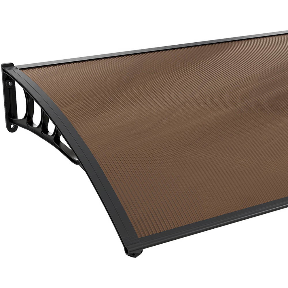 Living and Home Brown Curved Door Window Canopy Image 5