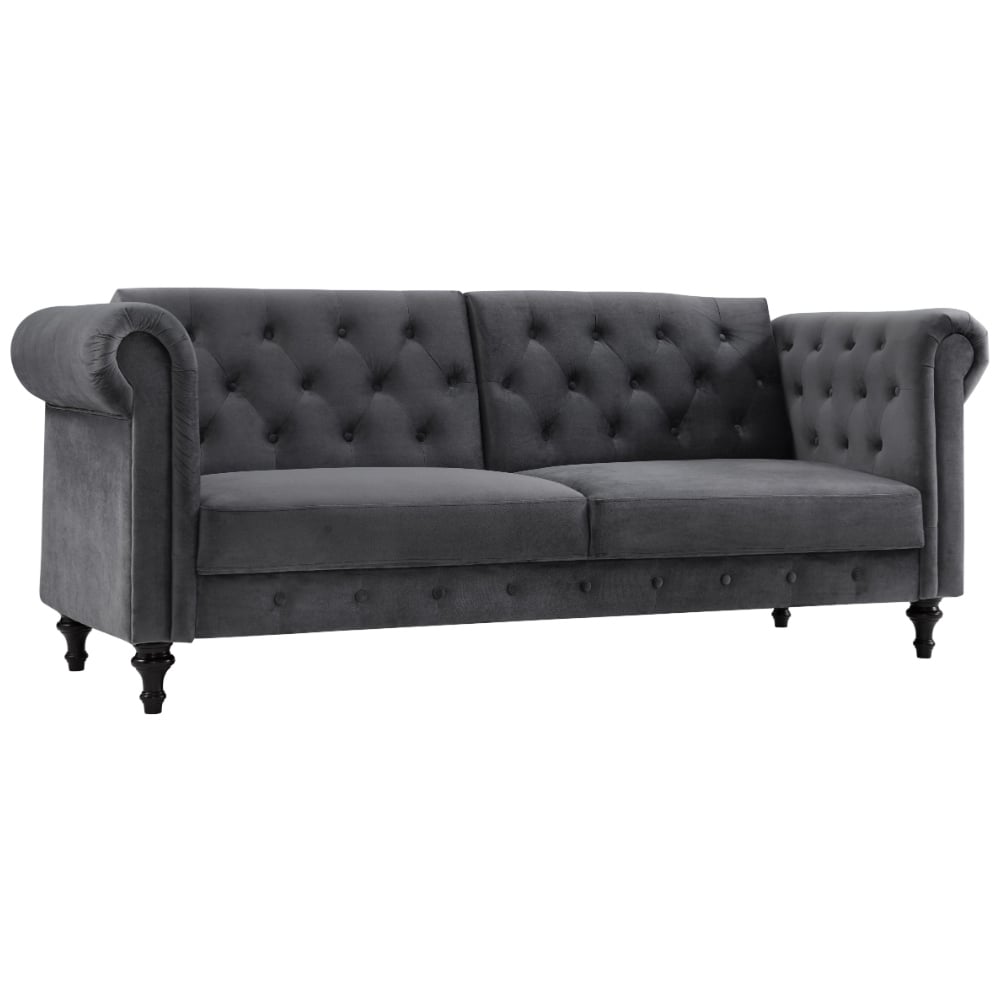 Home Detail Calgary Double Sleeper Dark Grey Velvet Sofa Bed Image 2