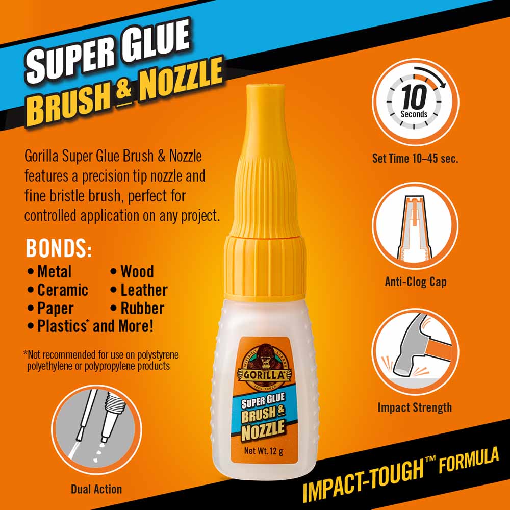 Gorilla Brush and Nozzle Super Glue 12g Image 3