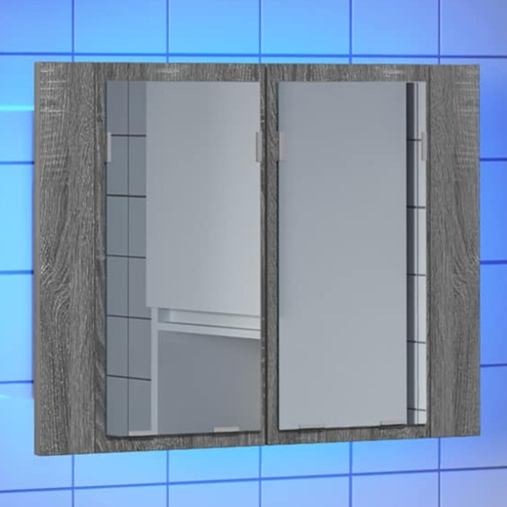 vidaXL 2 Door LED Grey Sonoma Oak Wood Mirror Cabinet Image 1