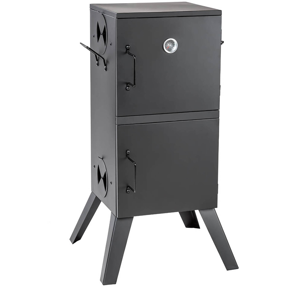 tectake 2 Racks and 2 Trays Smoker BBQ with Temperature Display Image 1