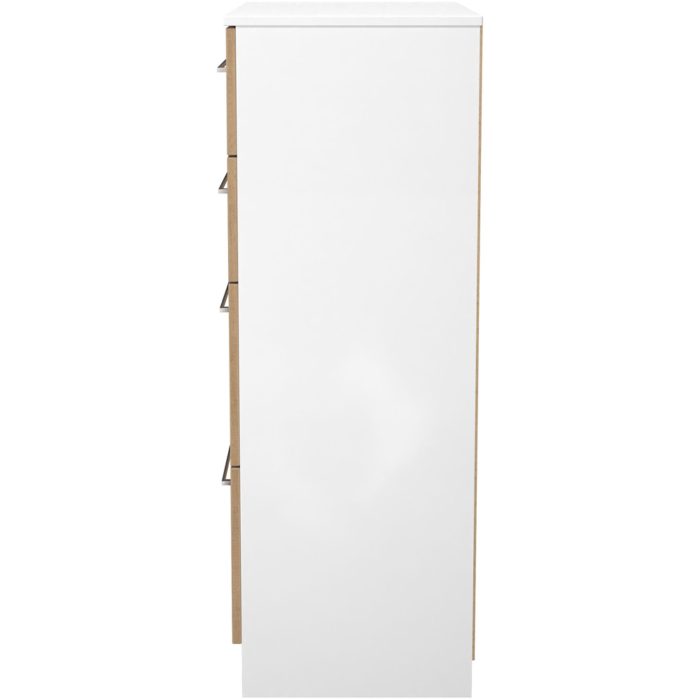 Crowndale Worcester 4 Drawer Slatt Effect and White Deep Chest of Drawers Ready Assembled Image 4