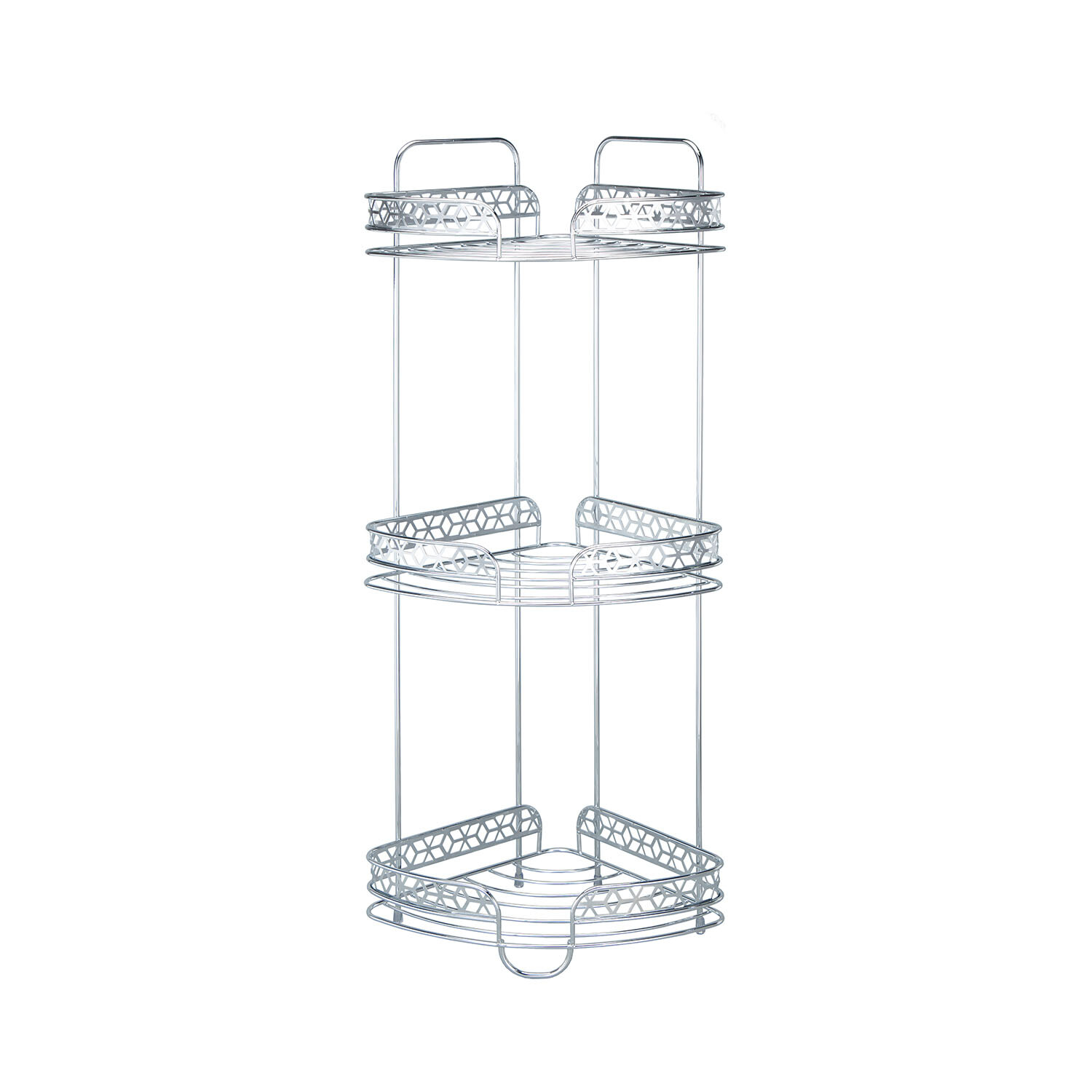 Geo Bathroom Corner Basket - Chrome / 3 Image 1