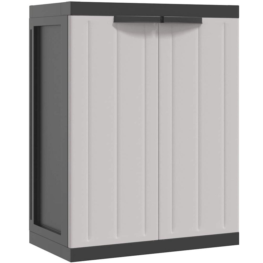 vidaXL 2 Door Grey and Black Outdoor Storage Cabinet Image