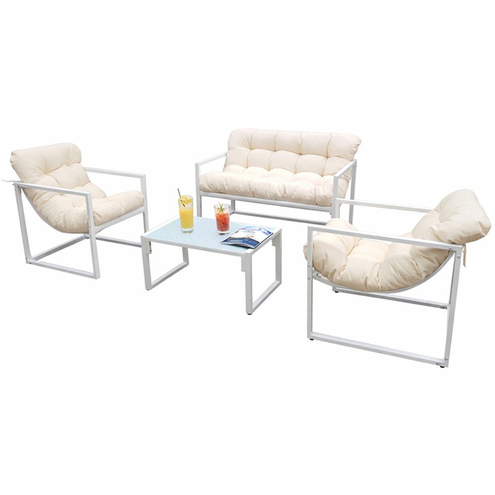 Neo Direct 4 Seater Cream Outdoor Patio Set with Cushions Image 2