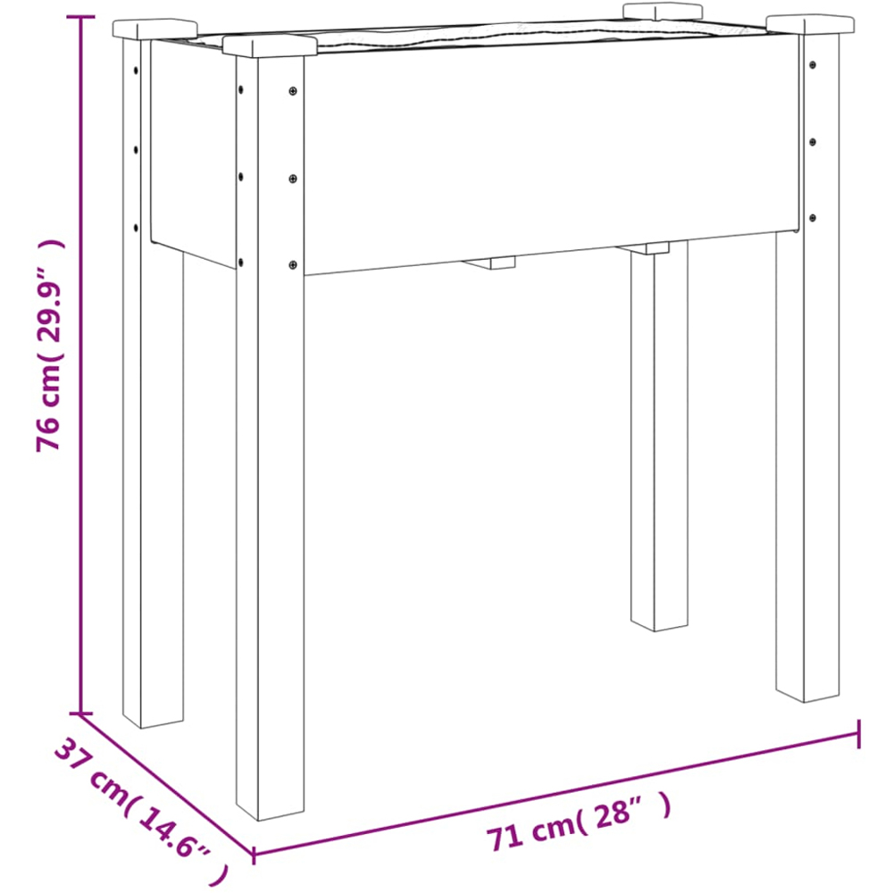 vidaXL Natural Solid Fir Wood Garden Planter with Liner 71 x 37 x 76cm Image 5