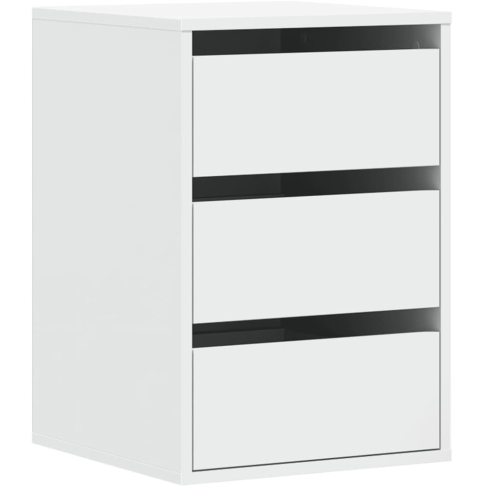 vidaXL 3 Drawer White Wooden Chest of Drawers Image 2
