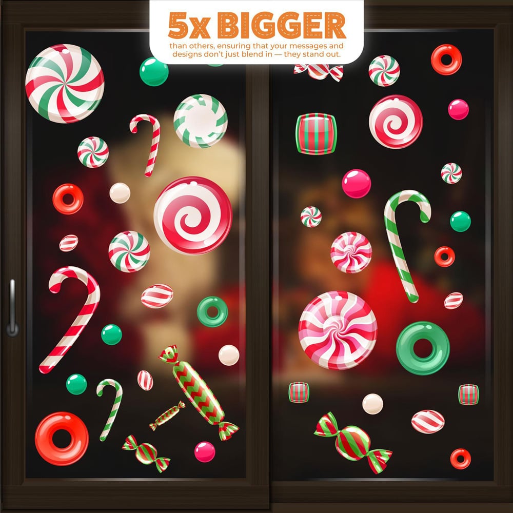 Walplus Christmas Peppermint Candy and Sweets Double-Sided Window Stickers 46 Piece Image 4