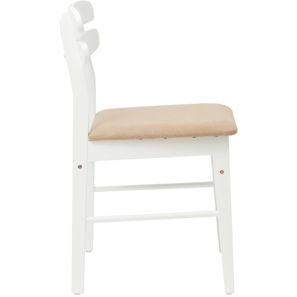 vidaXL Set of 2 White and Brown Rubberwood Rectilinear Vintage Dining Chairs Image 6