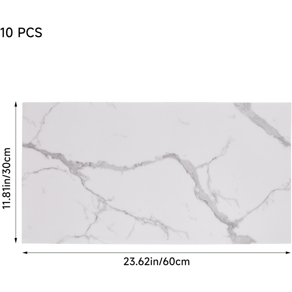 Living and Home 10 Piece White Broken Veins Marble Peel and Stick Wall Sticker Image 5