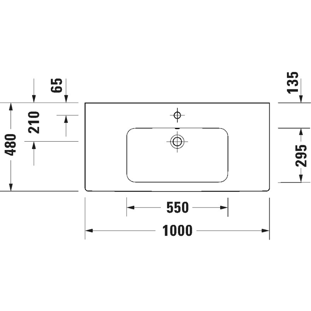 Duravit D-Code Single Tap Hole White High Gloss Wash Basin 1000 x 480mm Image 2