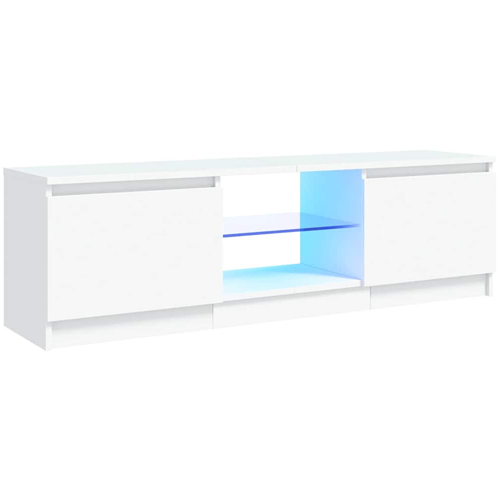 vidaXL 2 Door 2 Shelf White TV Cabinet with LED Lights Image 2