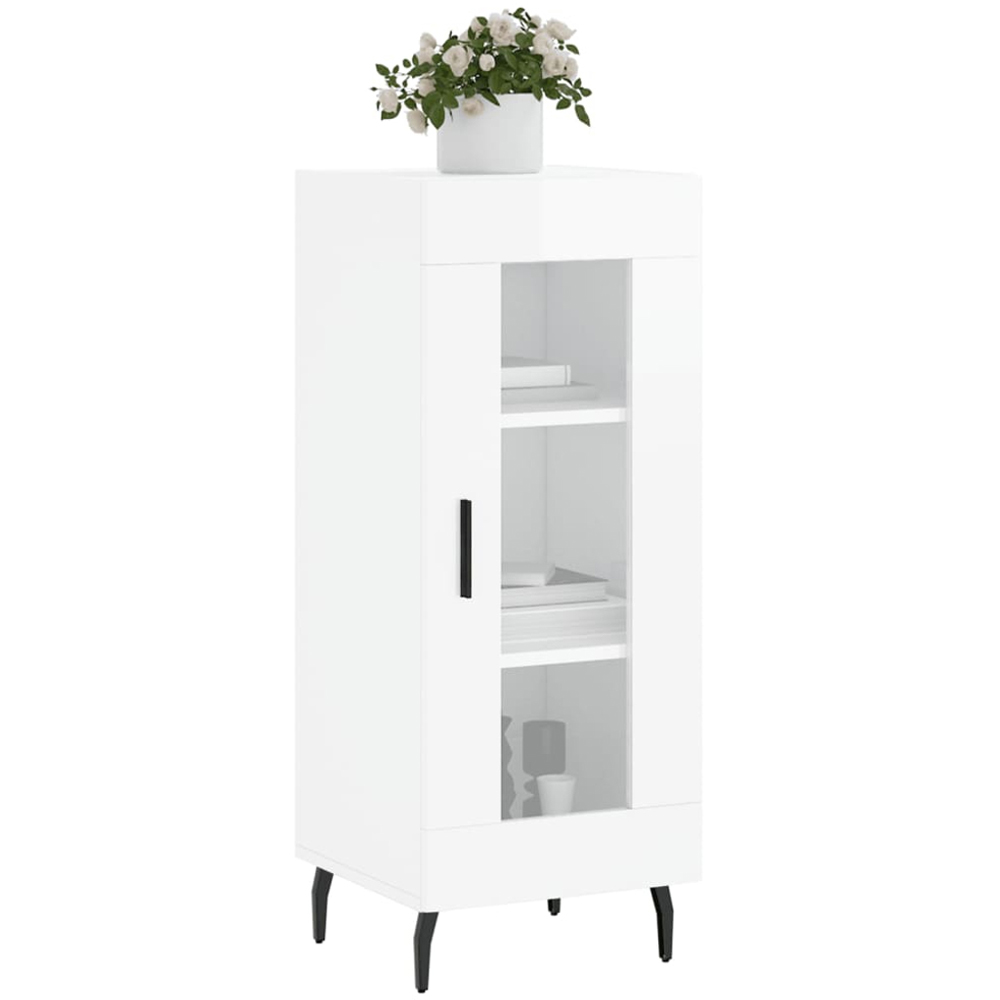vidaXL Single Door High Gloss White Sideboard Image 3