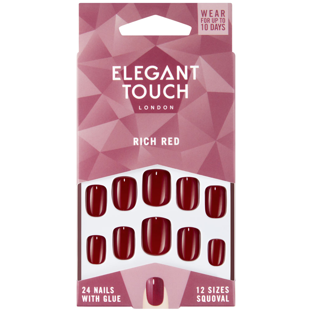 Elegant Touch Rich Red False Nails Image 1