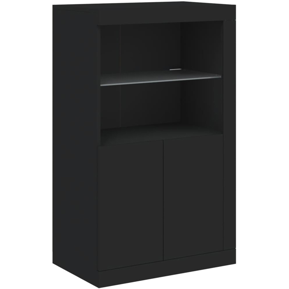 vidaXL 5 Door 6 Shelf Black Wooden Sideboard with LED Lights Image 5