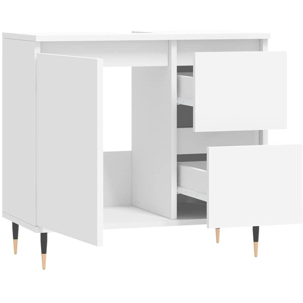 vidaXL Single Door 2 Drawer White Bathroom Cabinet Image 4