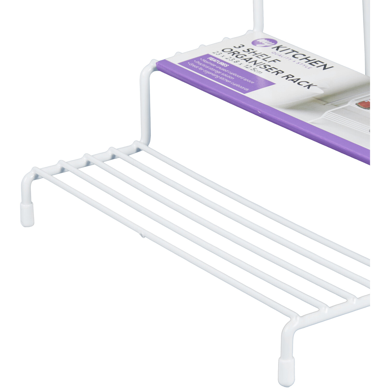 White Metal 3 Shelf Cupboard Organiser - White Image 4