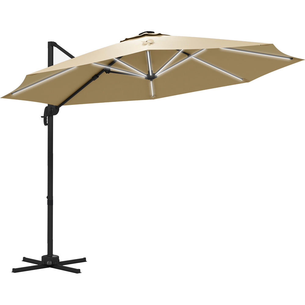 Outsunny Khaki Solar LED Cantilever Parasol 3m Image 1