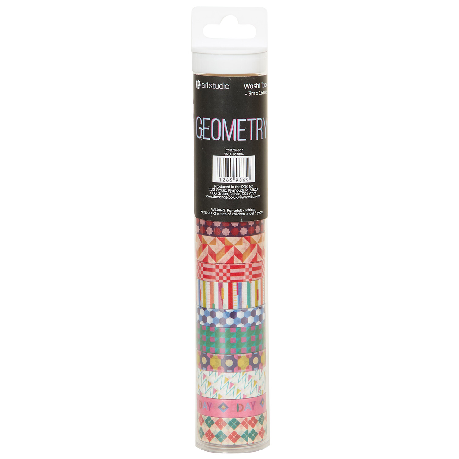 Pack of 16 Geometric Washi Tapes - Multicolour Image 3