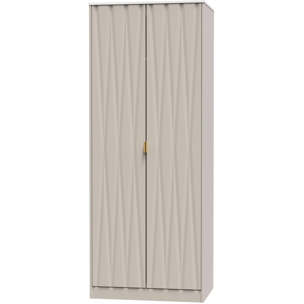 Crowndale Diamond Ready Assembled 2 Door Matt Kashmir Tall Double Wardrobe Image 2