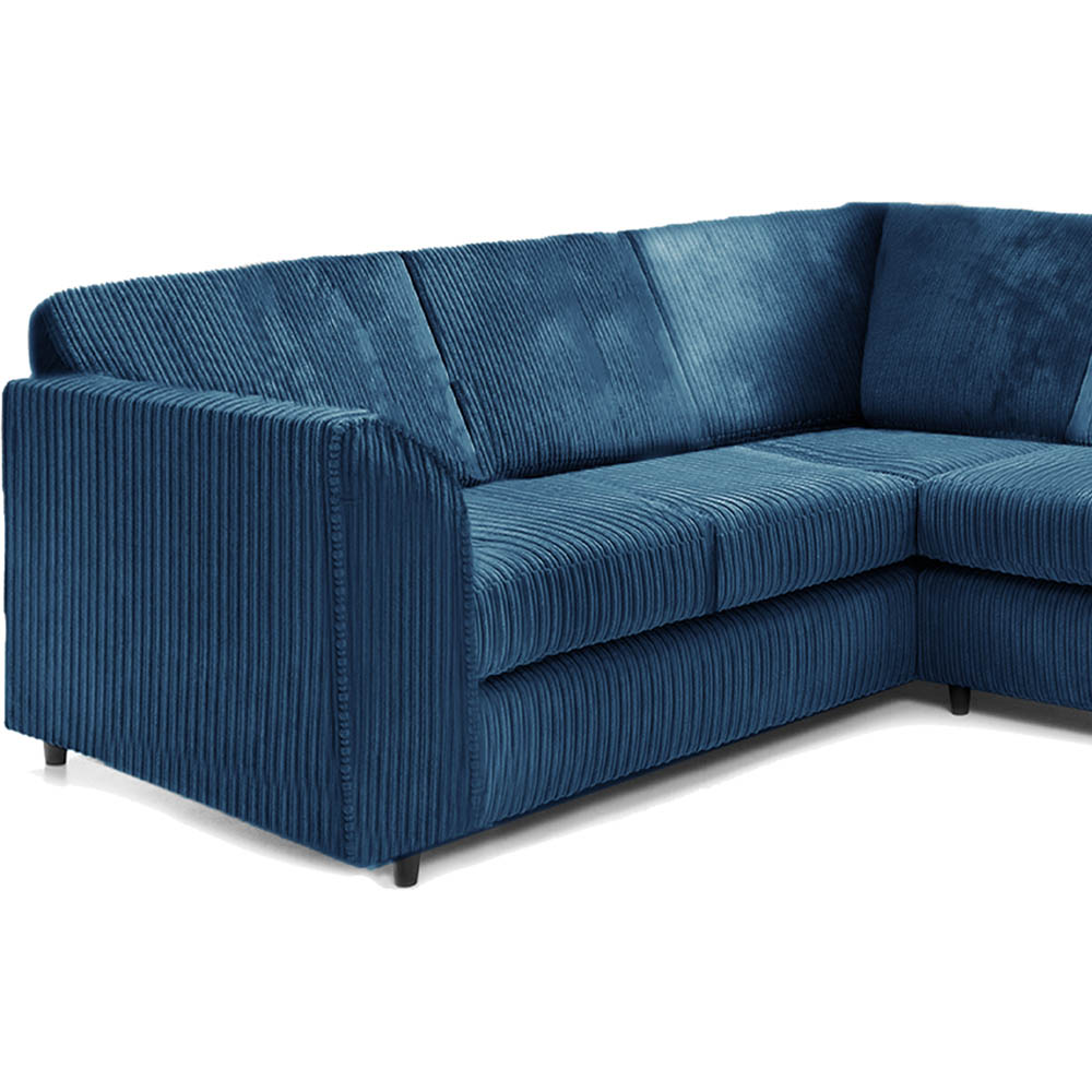 Luxor 5 Seater Marine Blue Jumbo Cord Full Back L Shaped Corner Sofa Set Image 3