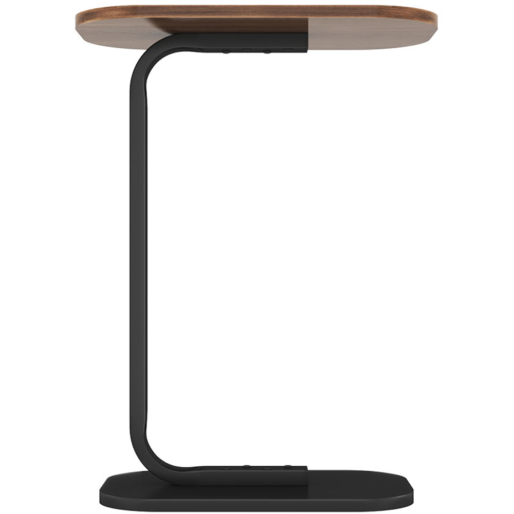 Living and Home Walnut C-Shaped Side Table with Metal Frame Image 3