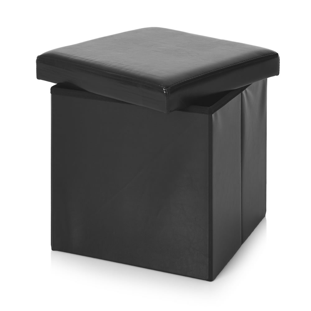 Wilko 40 x 40cm Black Faux Leather Storage Cube Image 4