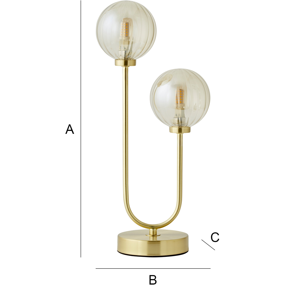 ValueLights Chessy 2 Way Ribbed Glass Globe Gold Stem LED Table Lamp Image 8