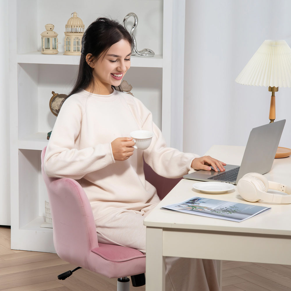 Portland Pink Wide Seat Armless Office Chair with Tilt Function Image 6