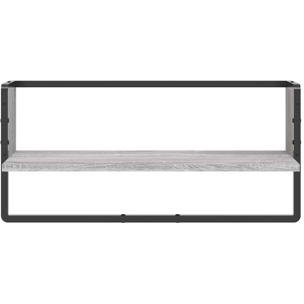 vidaXL 65cm Grey Sonoma Floating Wall Shelf with Bar Image 2