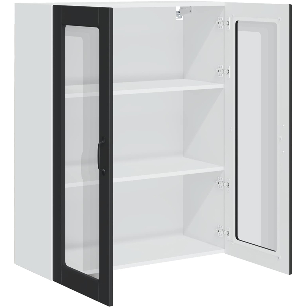 vidaXL 2 Glass Door Black Kitchen Wall Cabinet Image 5